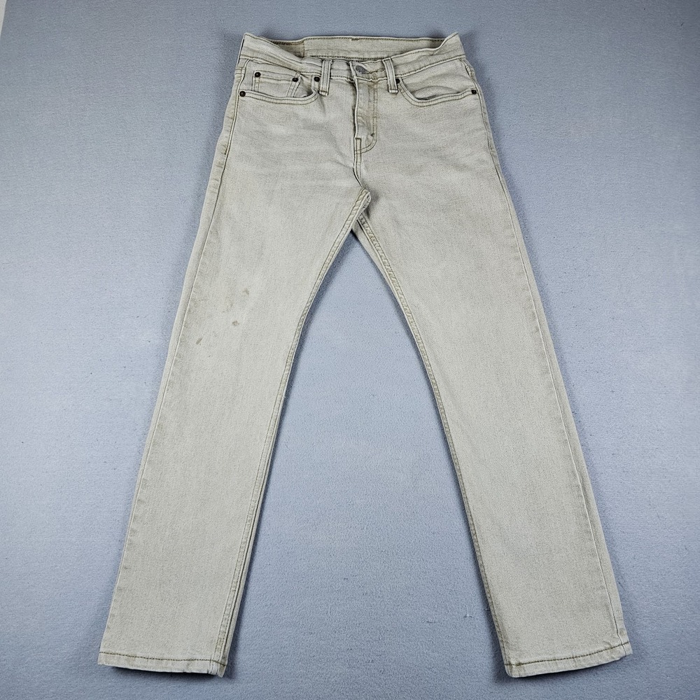 Levis 502 Jeans Mens 28x30 Beige Regular Tapered 5-Pocket Distressed Workwear